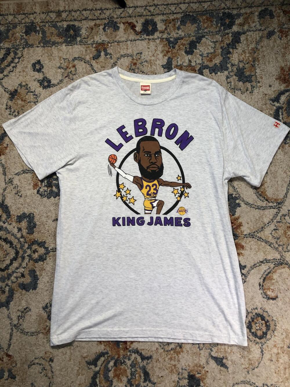 Los Angeles Lakers Shirt Mens XL Gray NBA Basketball Homage LeBron James Tee